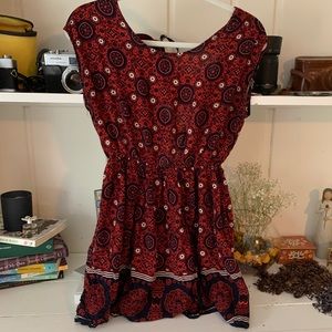 Floral red skater dress